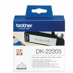 Brother DK-22205 (62mm x 30.4mm) Black on White Ribbon