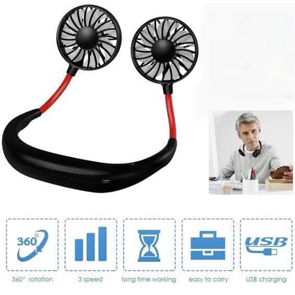 Hand Free Personal Fan,Headphone Design Wearable Portable Neckband Mini Fan With USB Rechargeable For Traveling Outdoor Office