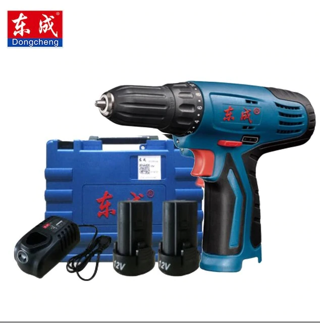 10mm DONGCHENG 12V Double Battery Cordless Drill