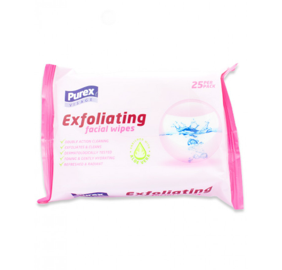 Purex Visage Exfoliating Facial Wipes 25 Per Pack