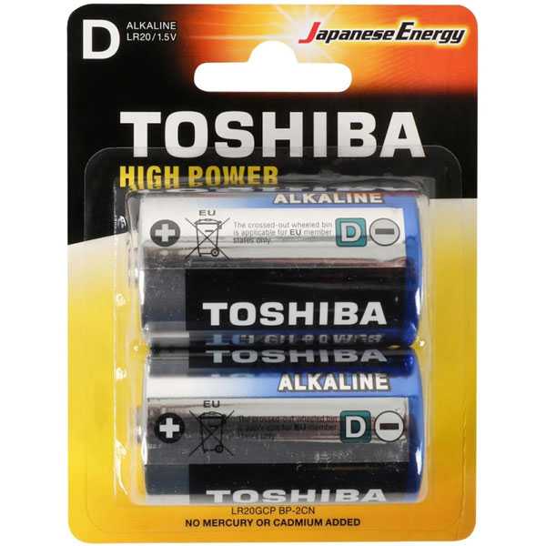 1.5V High Power Alkaline D Size Battery Toshiba Brand LR20GCP BP-2CN ( Japanese Energy)