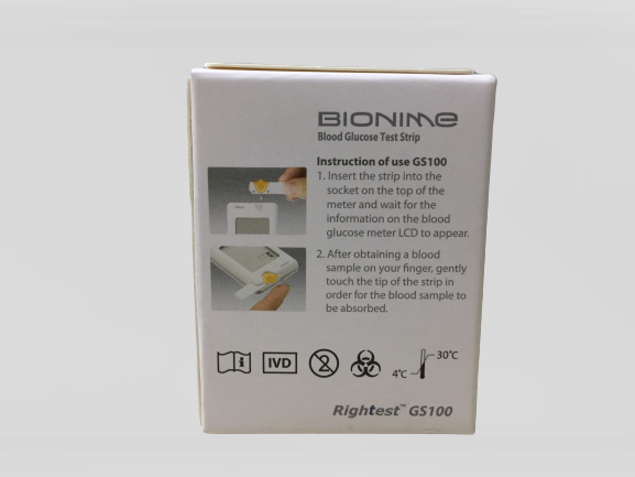 Bionime GS100 Blood Glucose Monitor Strips Box 25pcs
