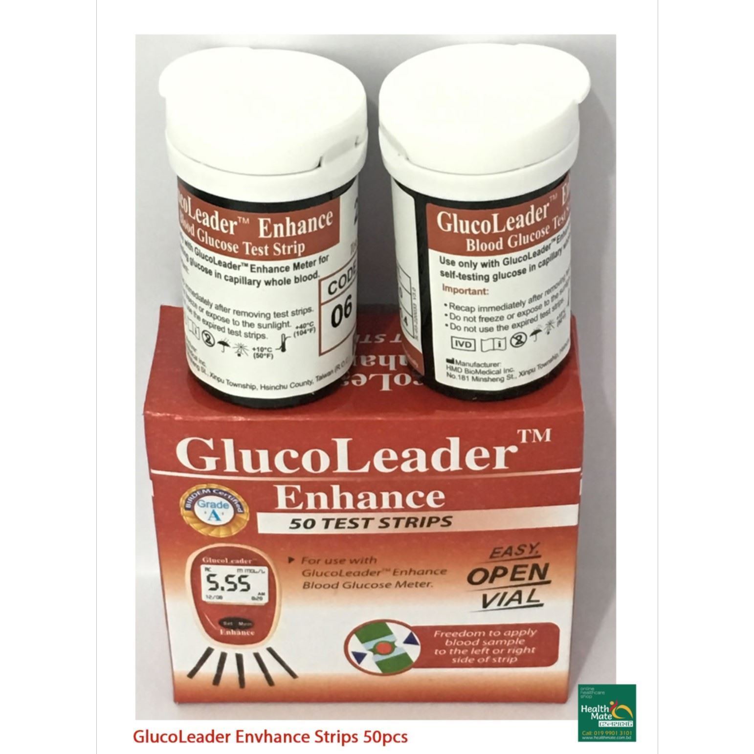 Glucoleader Red Blood Glucose Test Strips -50pcs