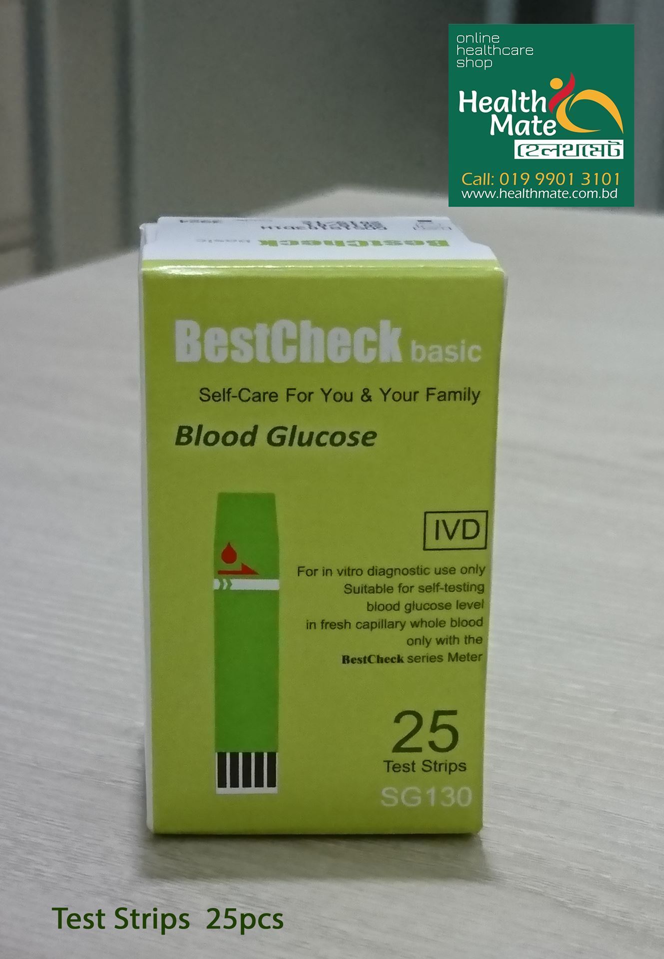 Best Check Blood Glucose Test Strips Vial 25 pcs