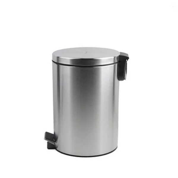 12 Liter 16 Inch Stainless Steel Trash Can Round Step Foot Pedal Dustbin