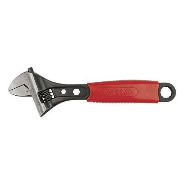8 inch Adjustable Wrench with Red Color Rubber Grip Handle Yato Brand YT-2171