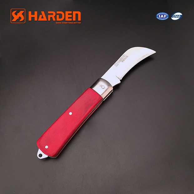 195mm Wooden Handle Curved Blade Electrician Knife Harden Brand 660102