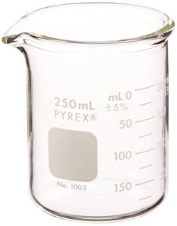 Pyrex low form borosilicate beaker capacity 250ml made in India
