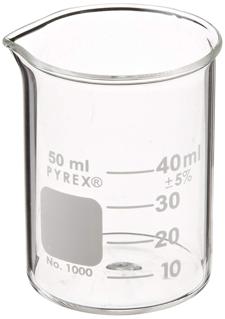Pyrex low form borosilicate beaker capacity 50ml made in India