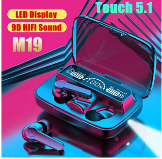 M19 Earbuds TWS Earphone Intelligente Touch Control Wireless Bluetooth 5.1 Headphones Waterproof LED Display With Microphone