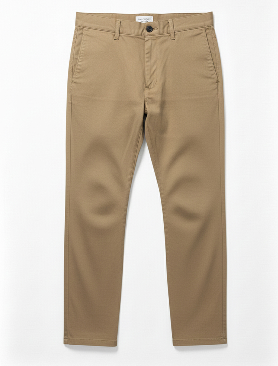 Khaki Color Men's Cotton Twill Pant – Regular Fit, Everyday Comfort