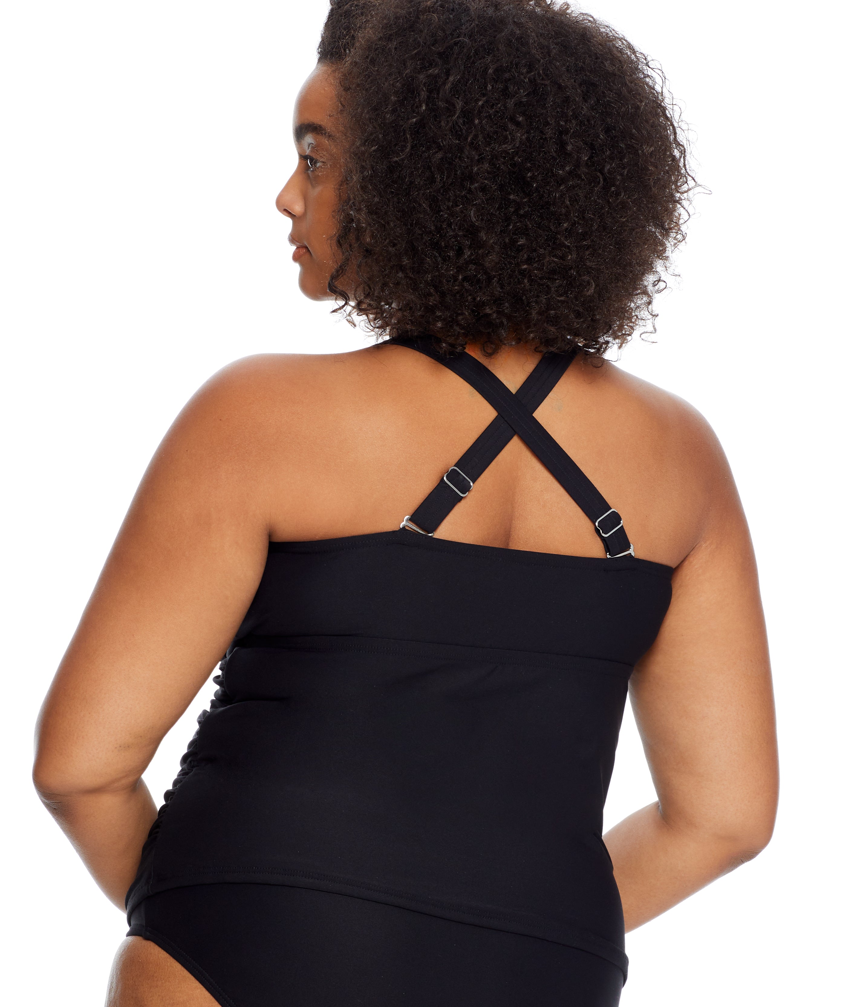 Plus Size Eco Onyx Shirred Underwire Tankini Top thumbnail 2