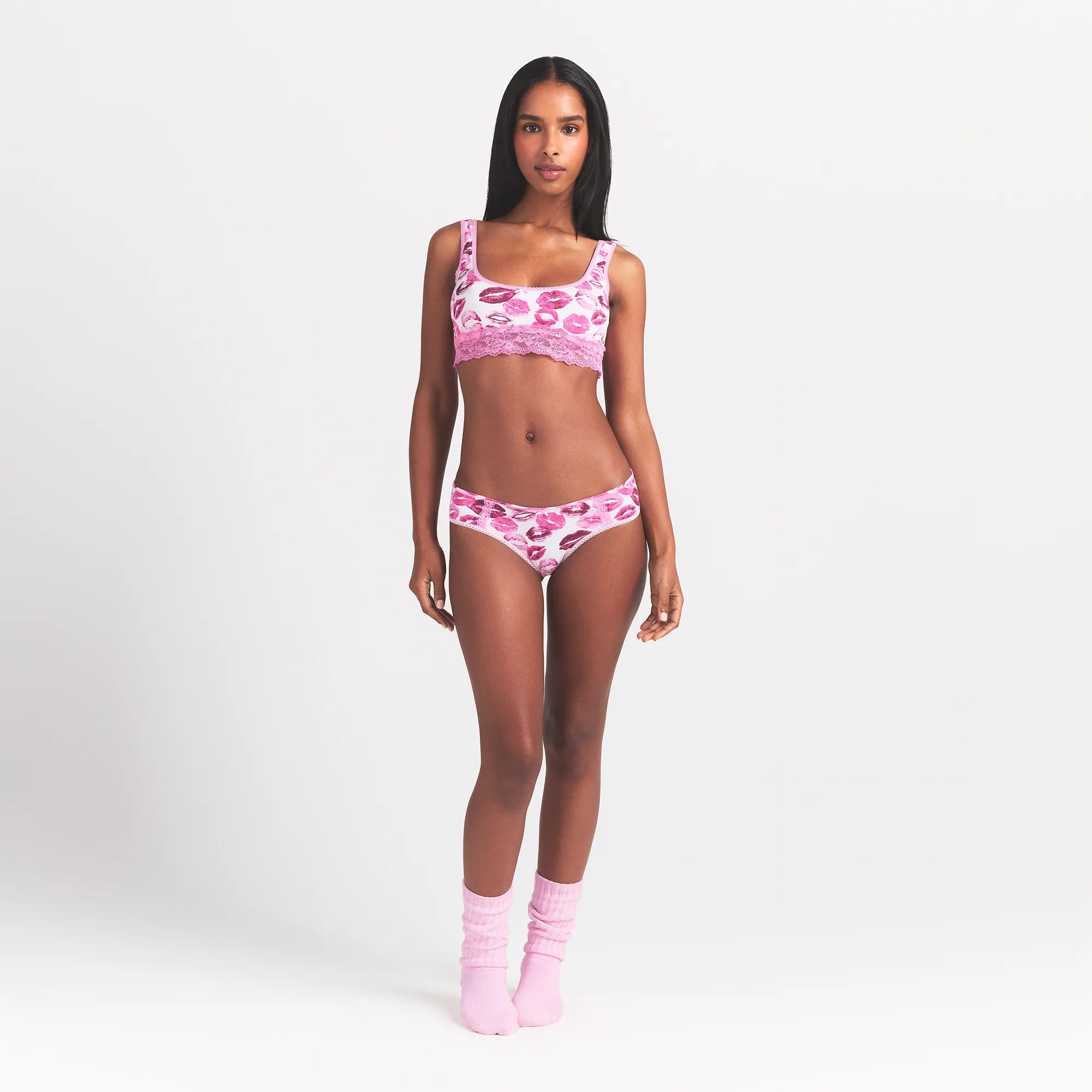 LIGHTWEIGHT COTTON LACE HIPSTER | PINK ALLOVER LIPSTICK thumbnail 2