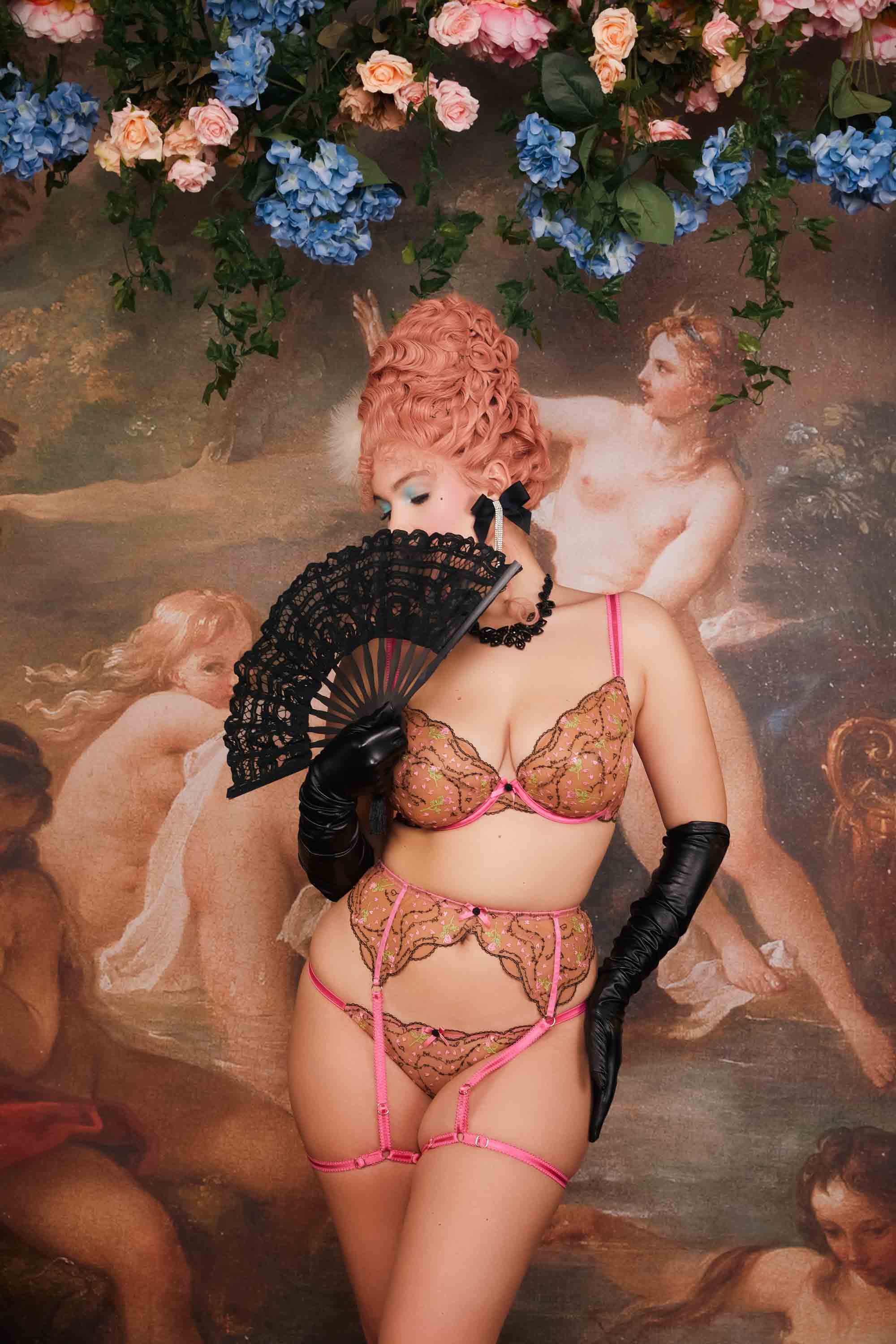 Spank Me Pink and Nude Custom Embroidery Tanga Brief thumbnail 2