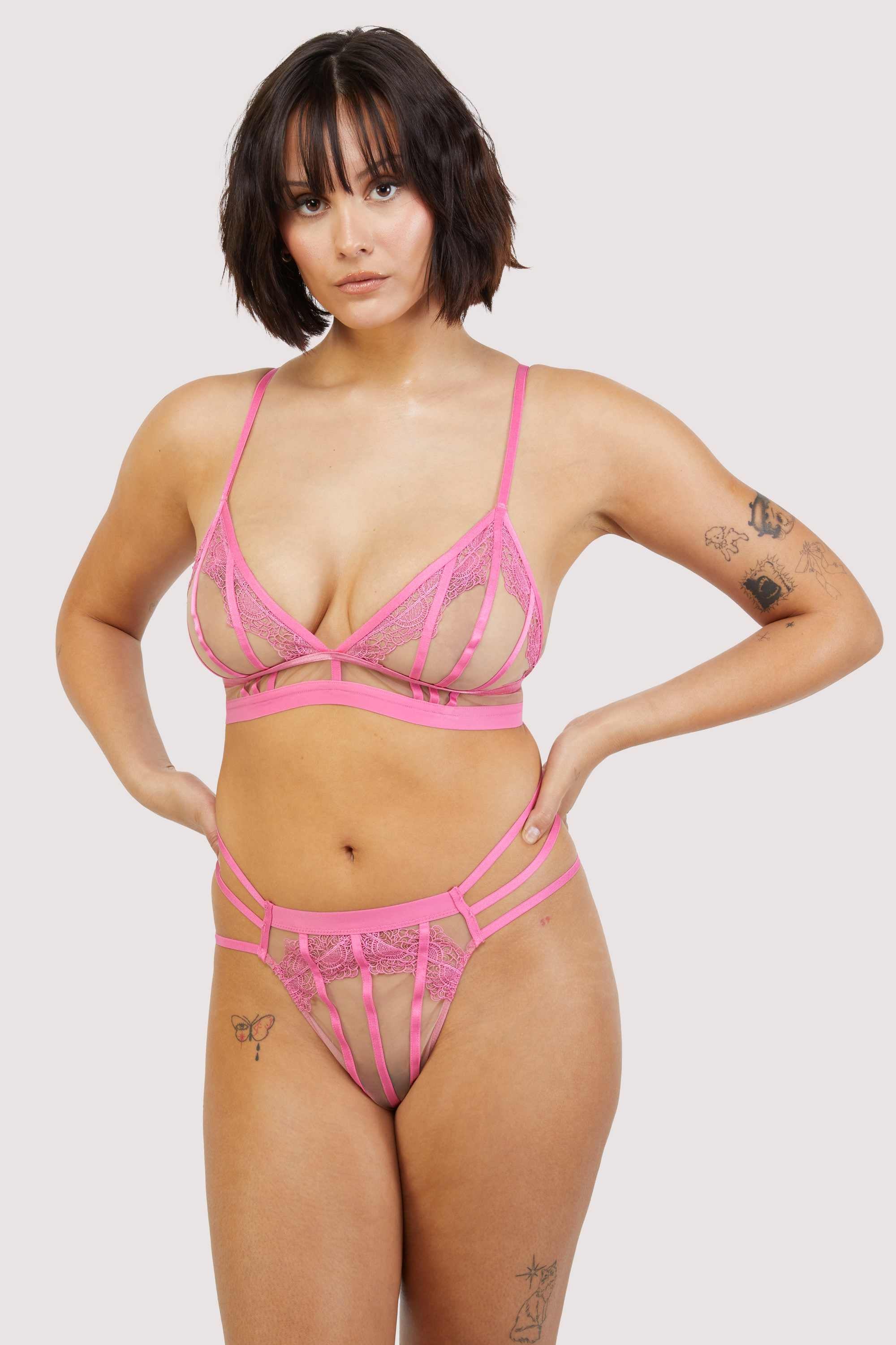 Tasha Pink Illusion Mesh Triangle Bra thumbnail 2