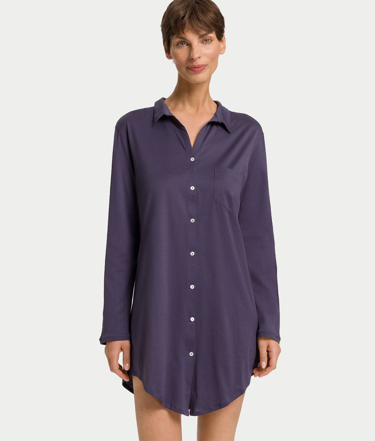 Cotton Deluxe Button-Front Sleep Shirt