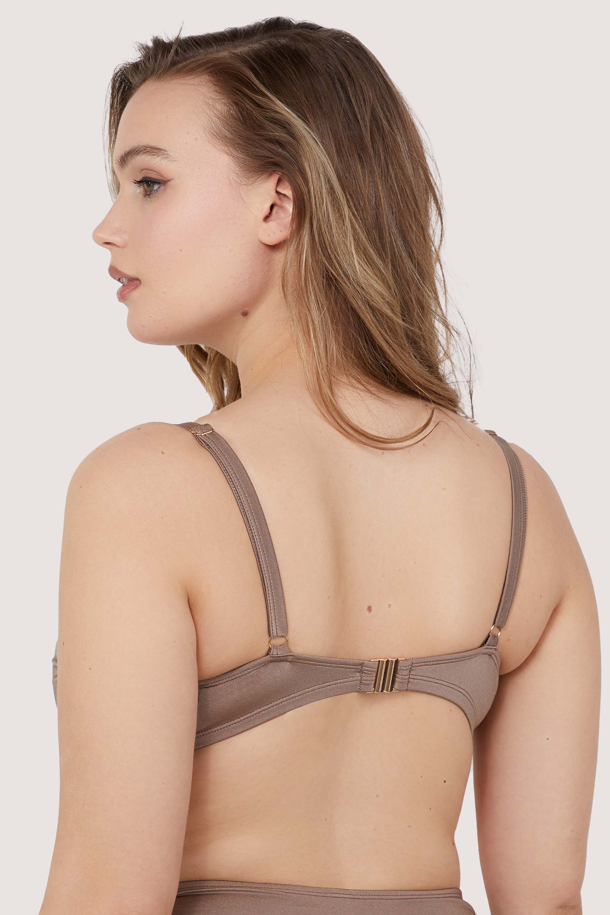 Jade Fuller Bust Taupe Neutral Ruched Balconette Bikini Top thumbnail 2