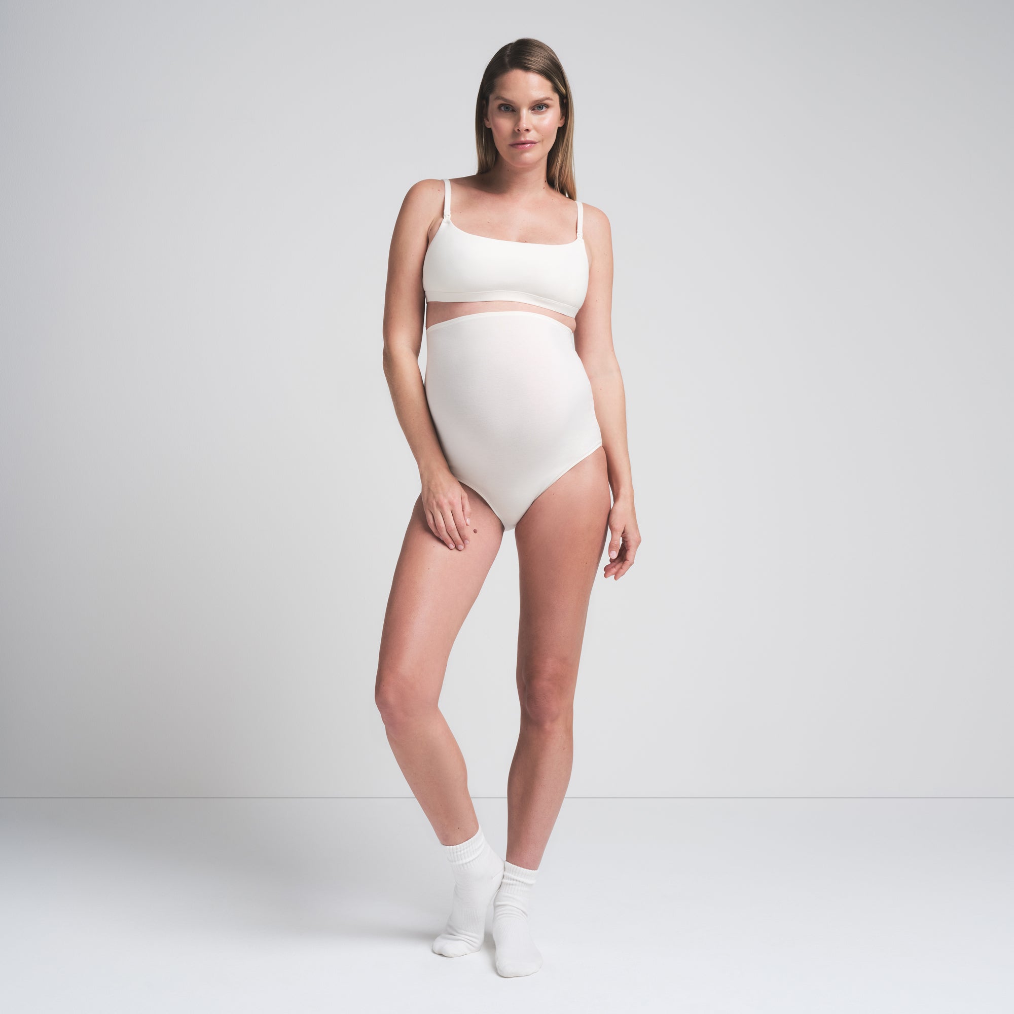 COTTON JERSEY MATERNITY HIGH-WAISTED BRIEF | MARBLE thumbnail 2