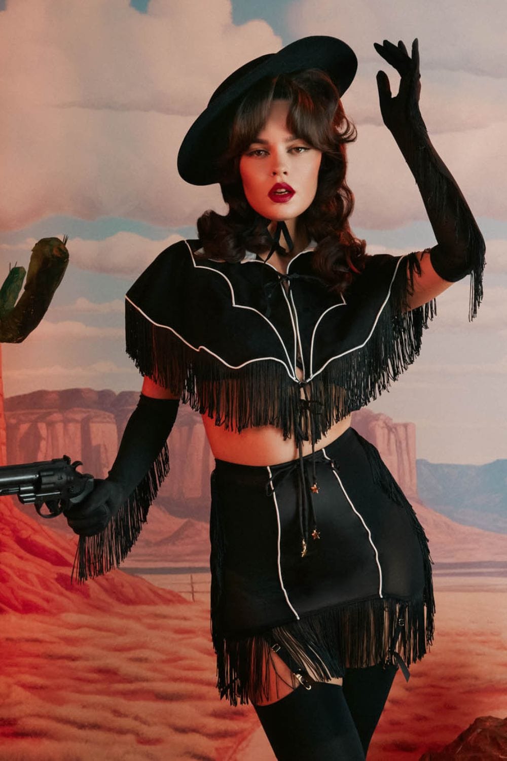 Billie Western Cowboy Fringe Cape thumbnail 2