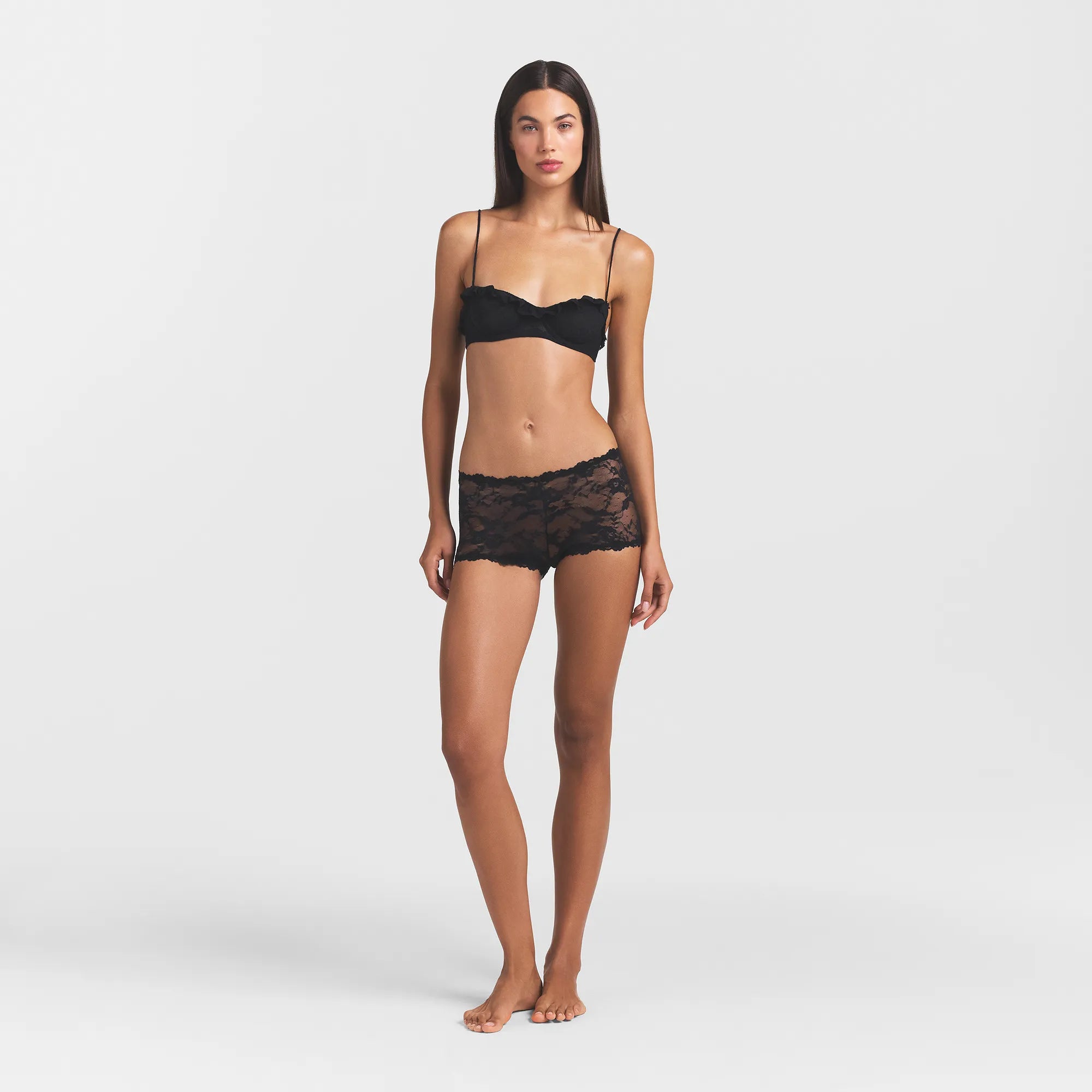 STRETCH LACE RUFFLE UNLINED BRA | SOOT thumbnail 2