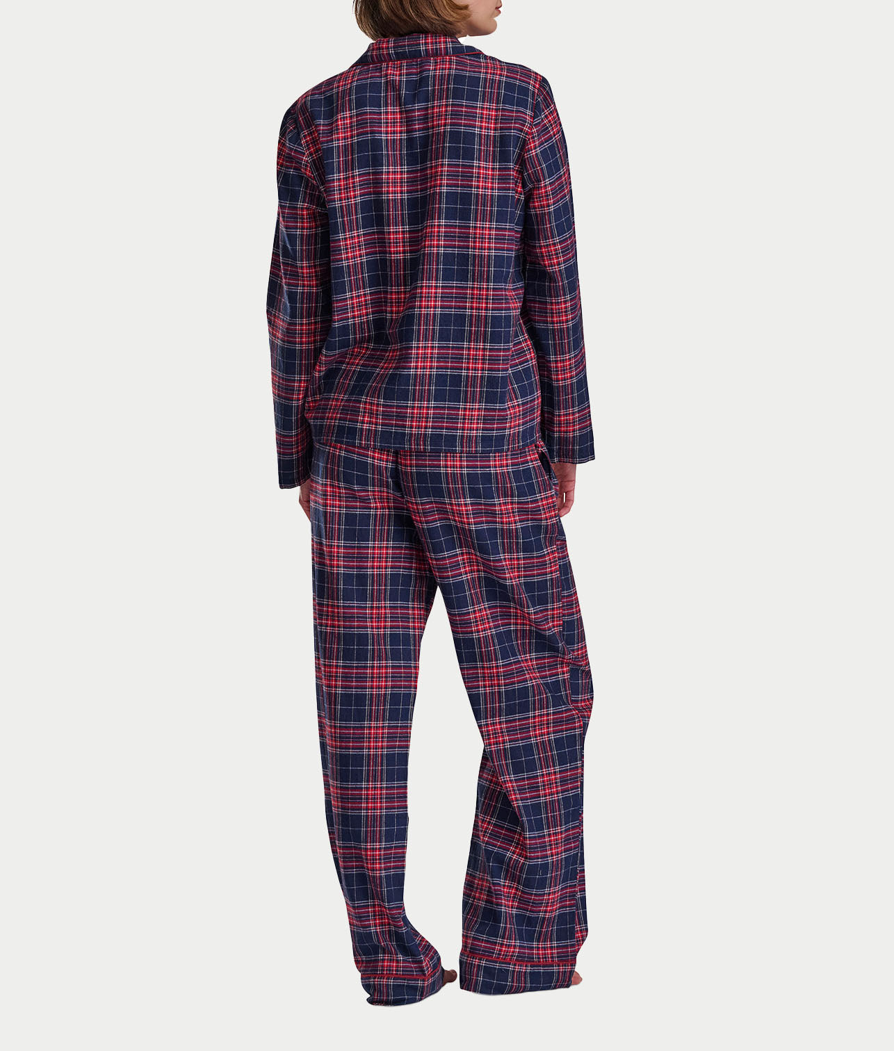 Notch Collar Knit Plaid Pajama Set thumbnail 2