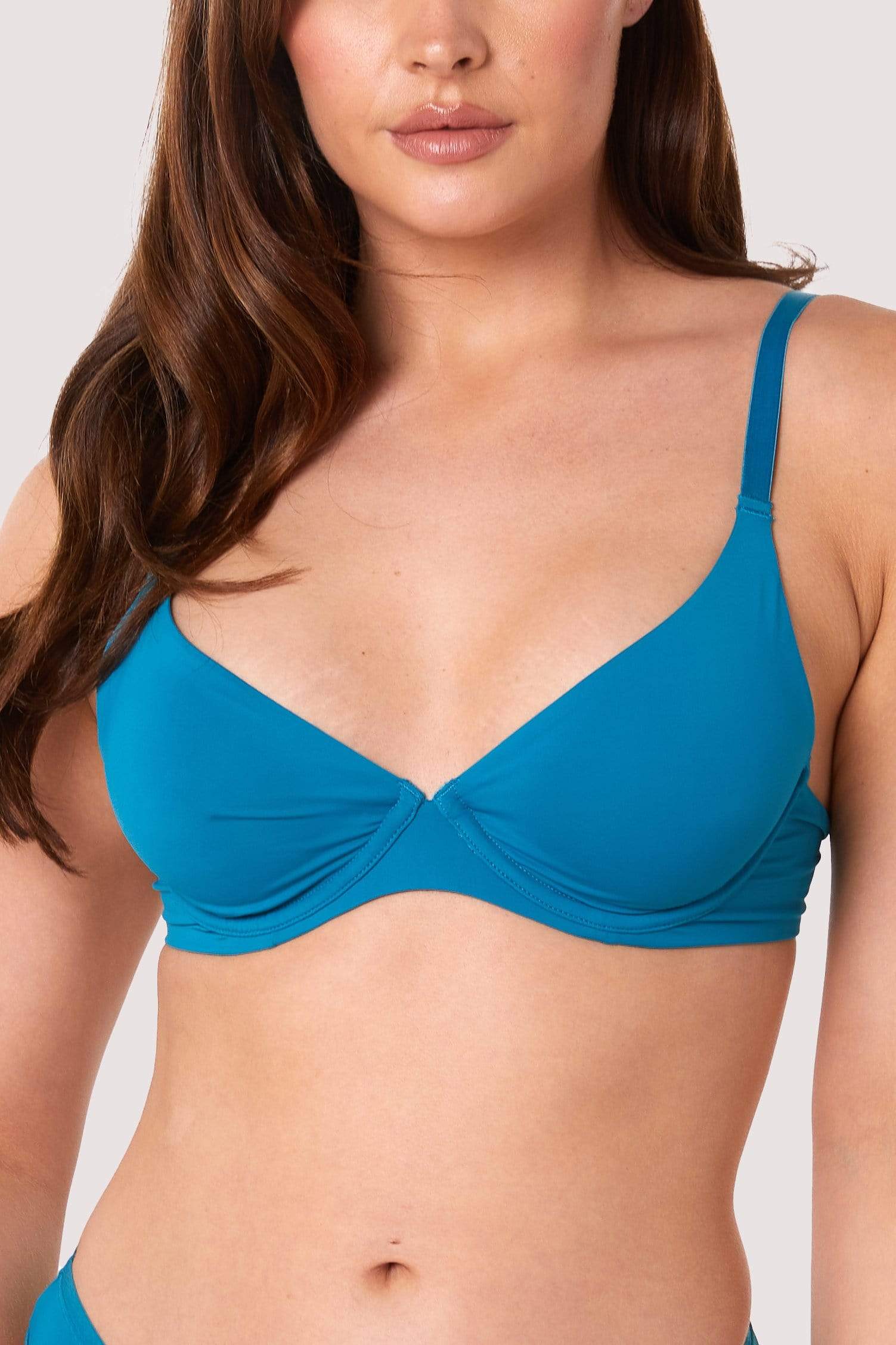 Second Skin Teal Recycled Plunge Bra thumbnail 3