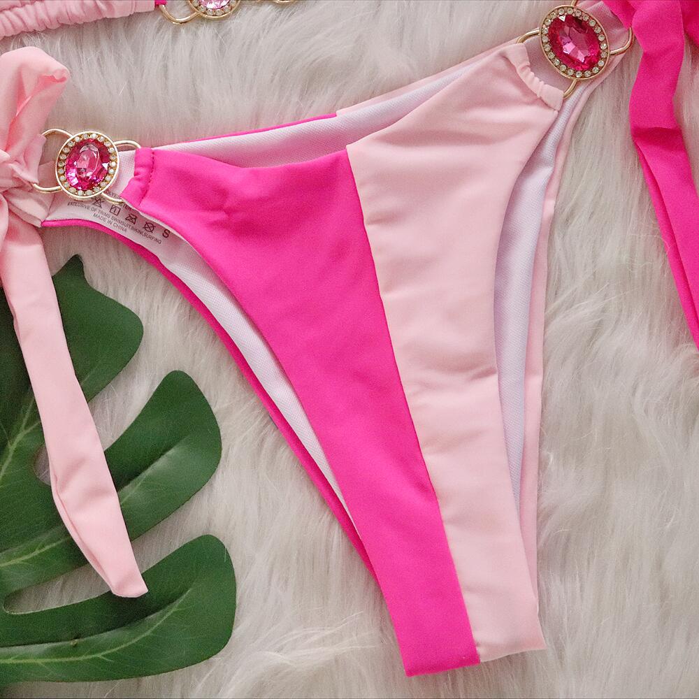 Western Style Multicolor Crystal diamond Crafted lace Bikini Women's Swimsuit thumbnail 3