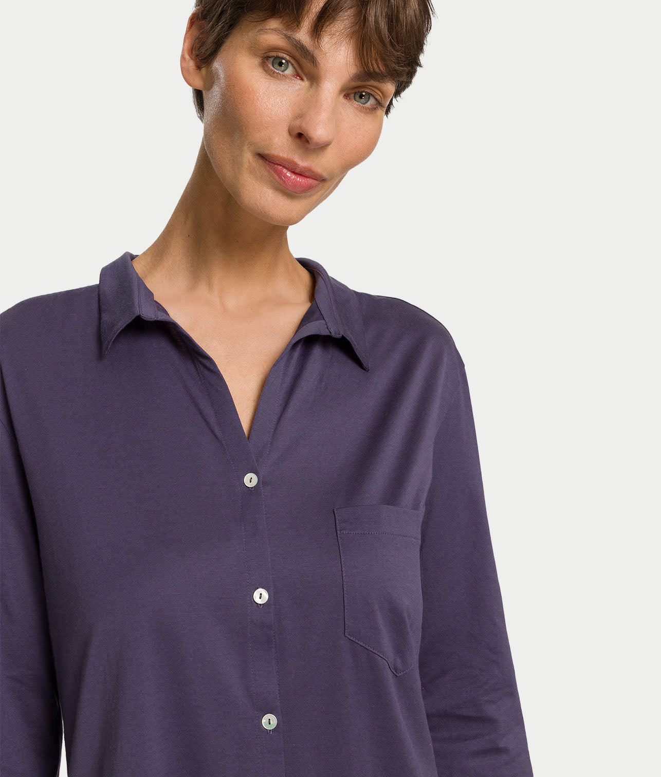 Cotton Deluxe Button-Front Sleep Shirt thumbnail 3