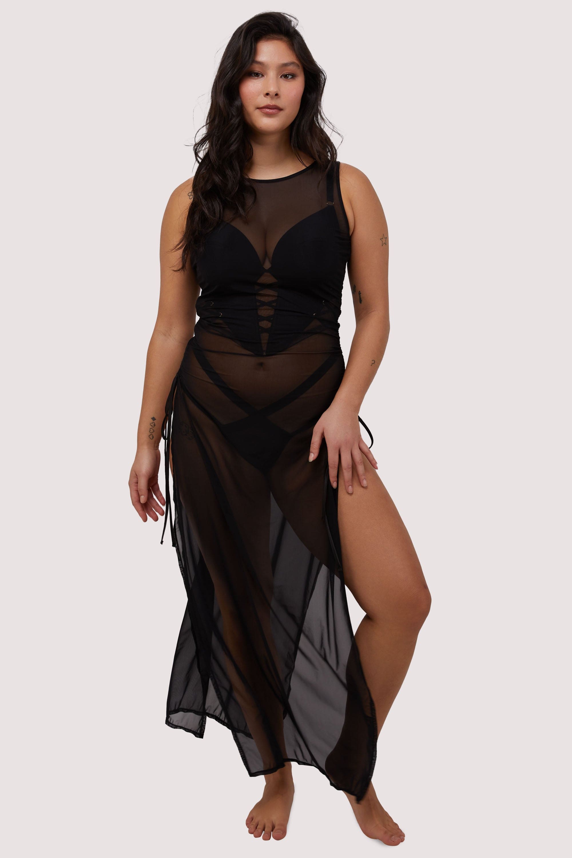 Saffi Ruched Mesh Bodycon Dress thumbnail 3