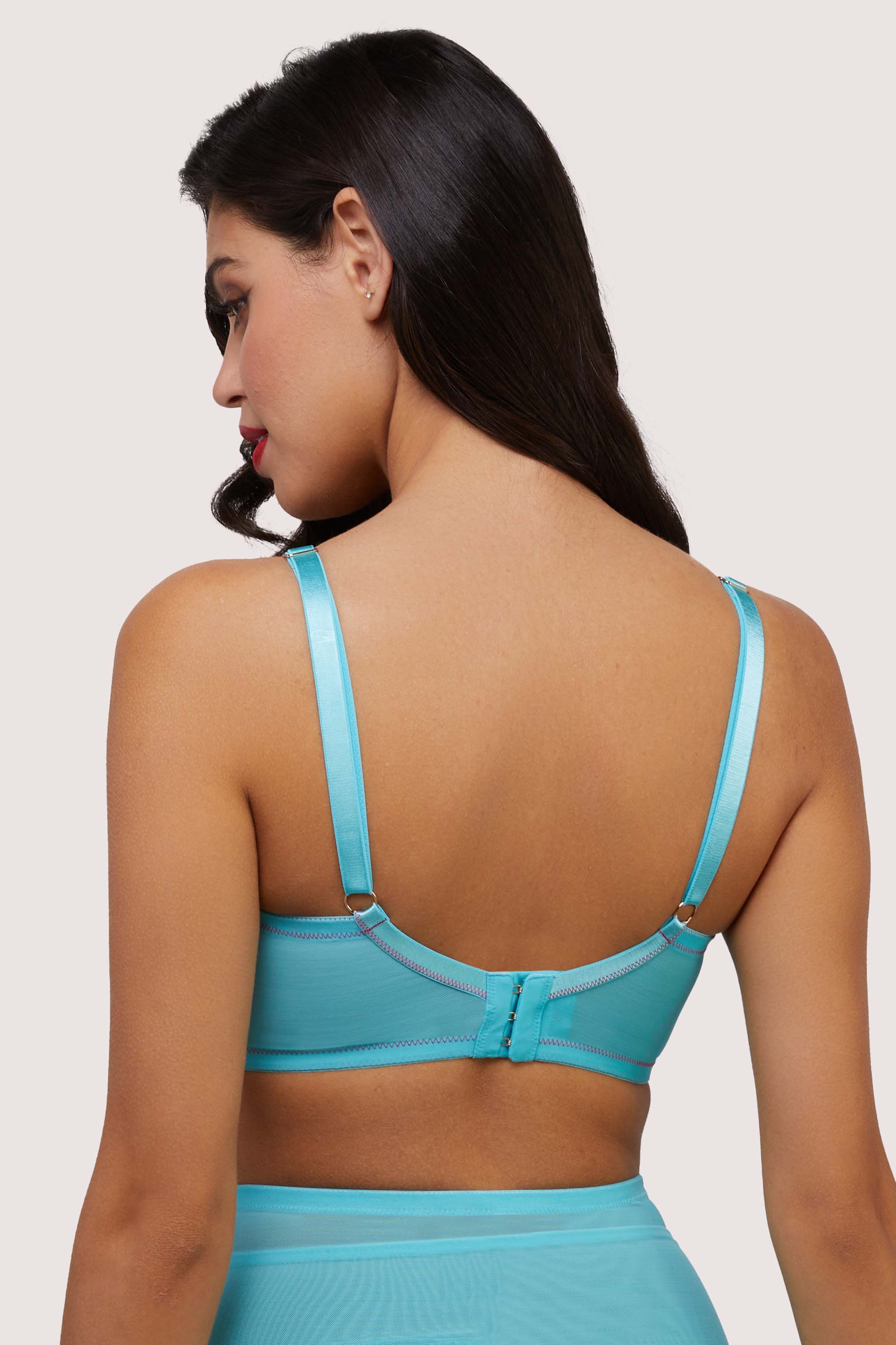 Cleo Contrast Stitch Mesh Spiral Retro Bra thumbnail 2