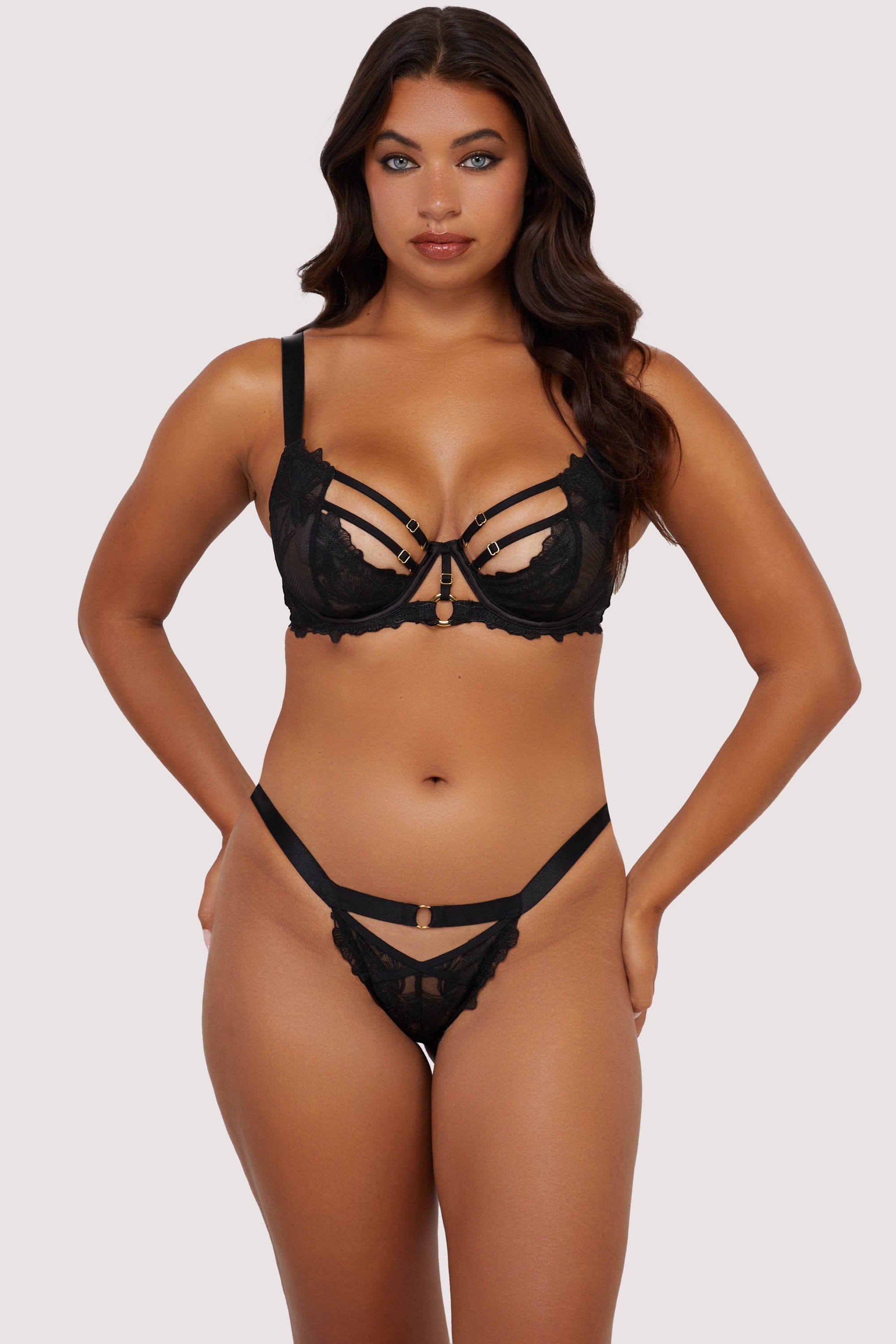 Eleanor Black Strappy Embroidery Brief thumbnail 3