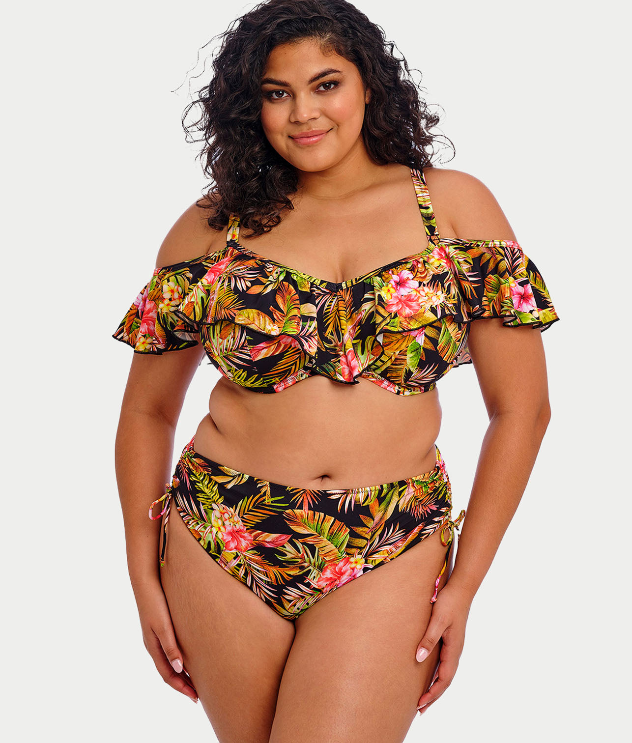 Plus Size Tiger Valley Ruffle Underwire Bikini Top
