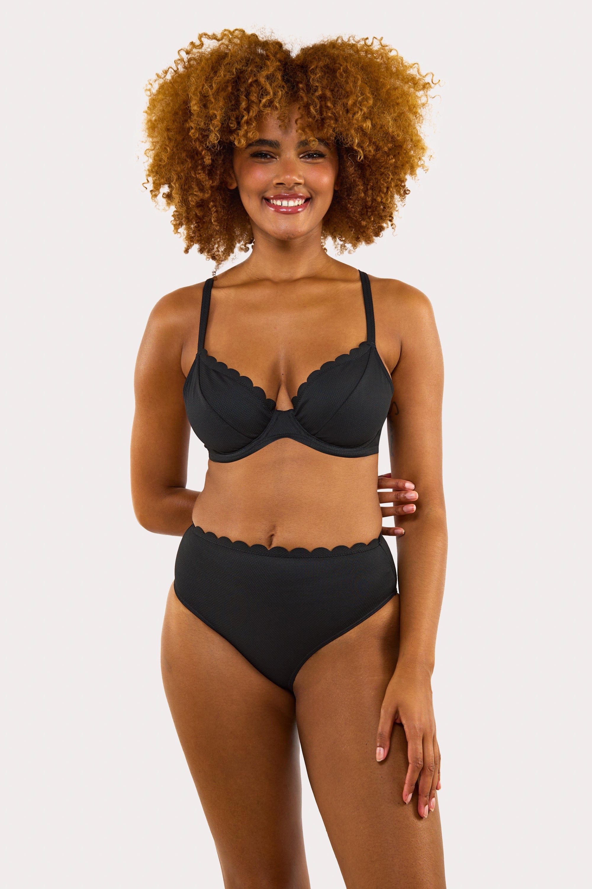Sophia Mix & Match Black Scallop High-Waist Bikini Bottom thumbnail 3