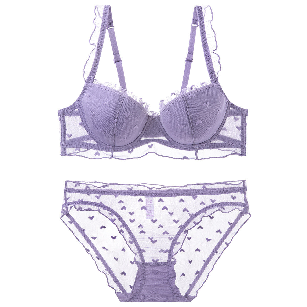 French Lace Underwire Bra Set Breathable Plus Size Lingerie thumbnail 3