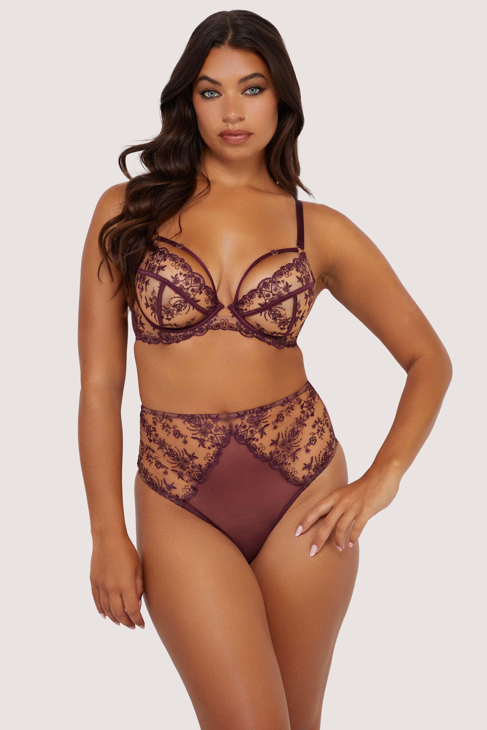 Cassia Wine Custom Embroidery High Waisted Thong thumbnail 3