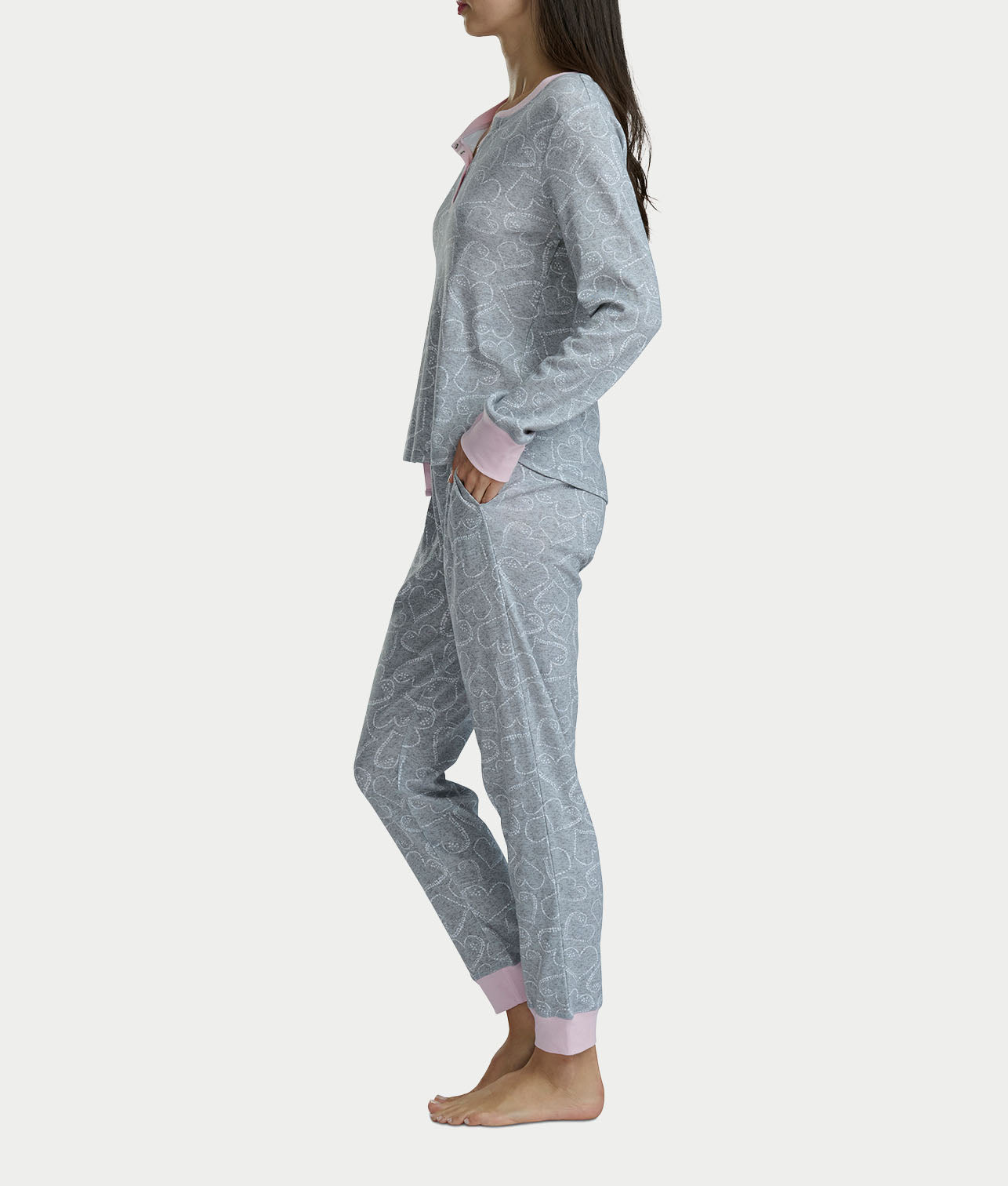 Long Sleeve Rib Henley Jogger Set thumbnail 3