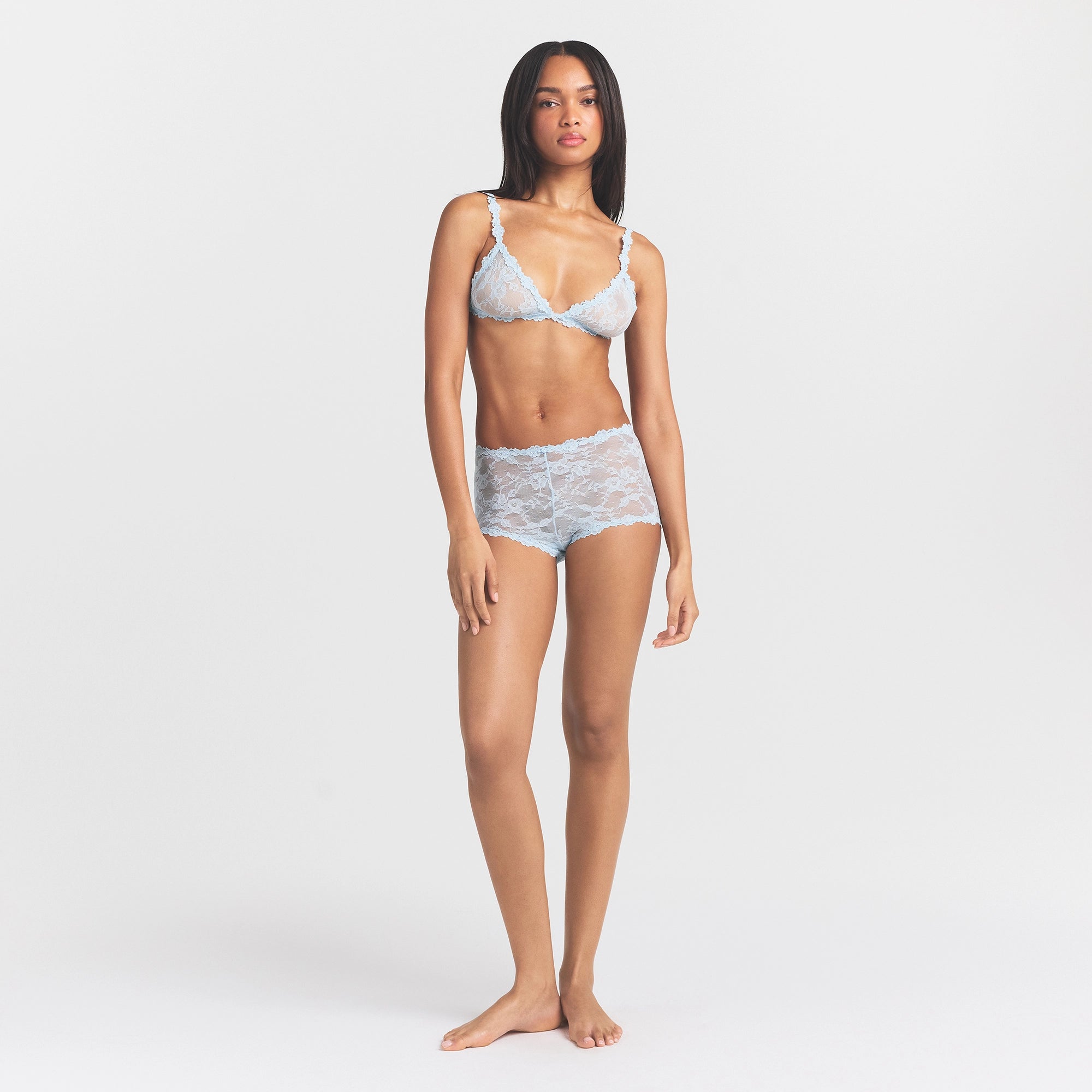 STRETCH LACE BOY SHORT | POWDER BLUE
