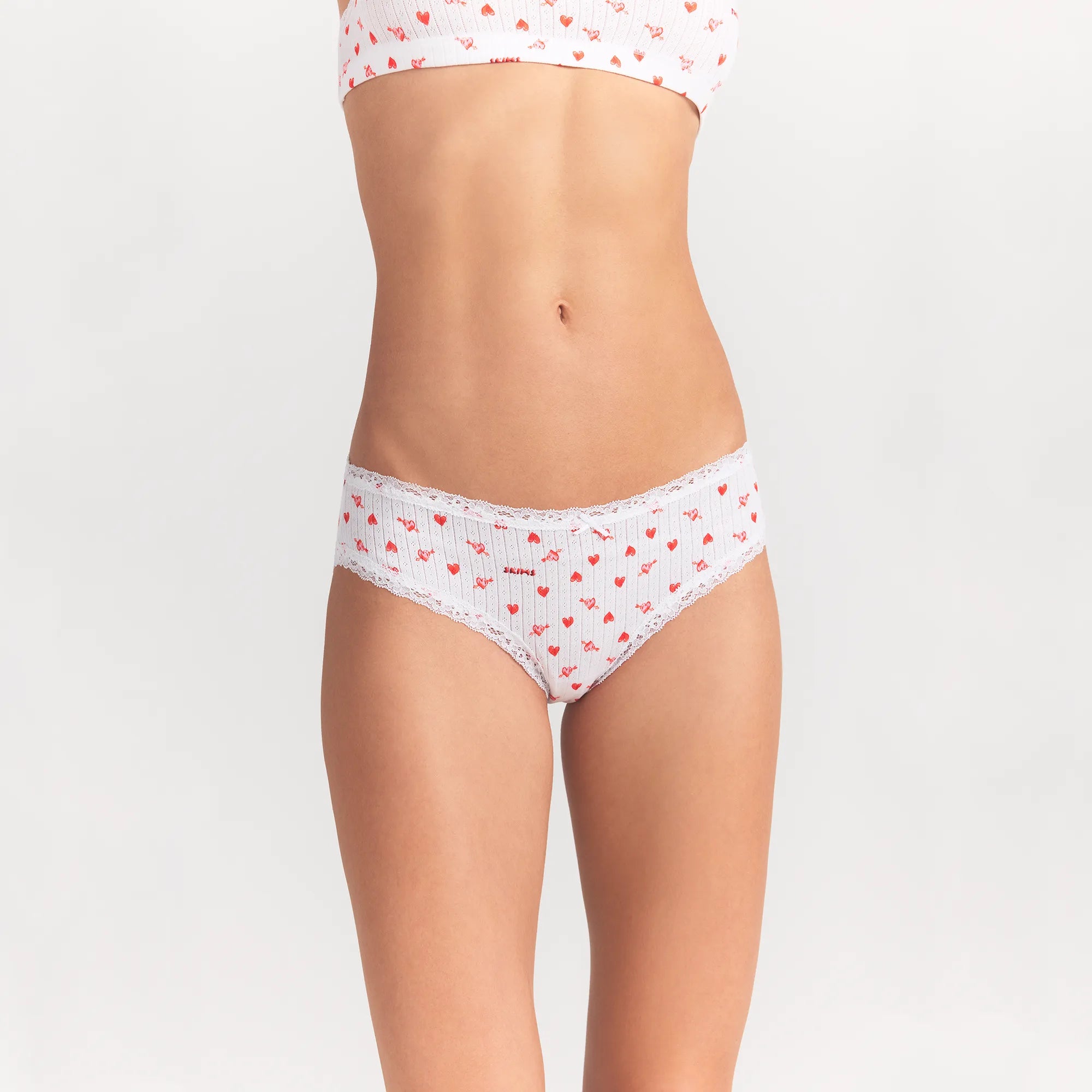 LIGHTWEIGHT COTTON POINTELLE LACE BRIEF | SNOW ARROWED HEARTS thumbnail 3