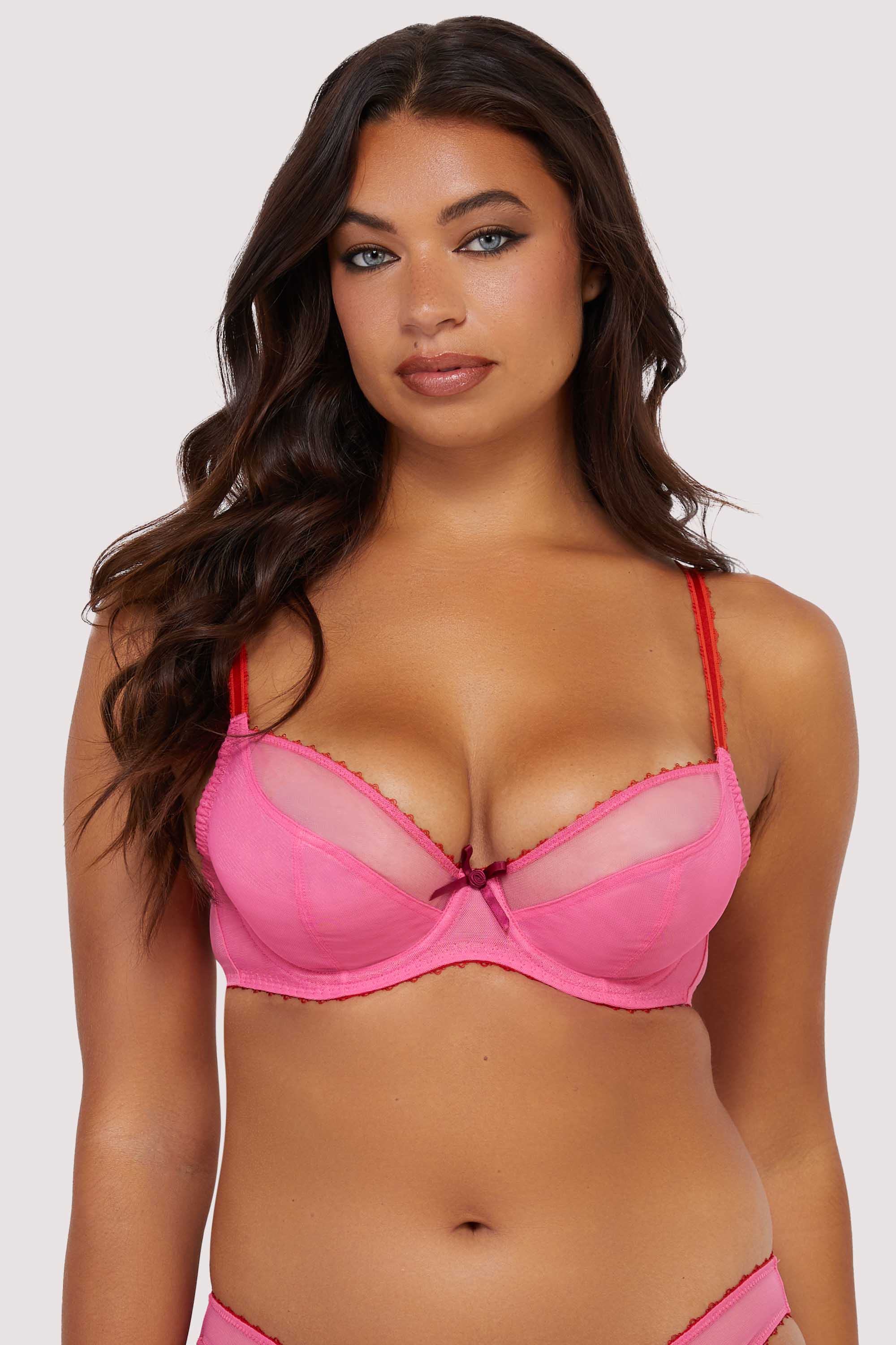 Grace Pink Supportive Net Plunge Bra