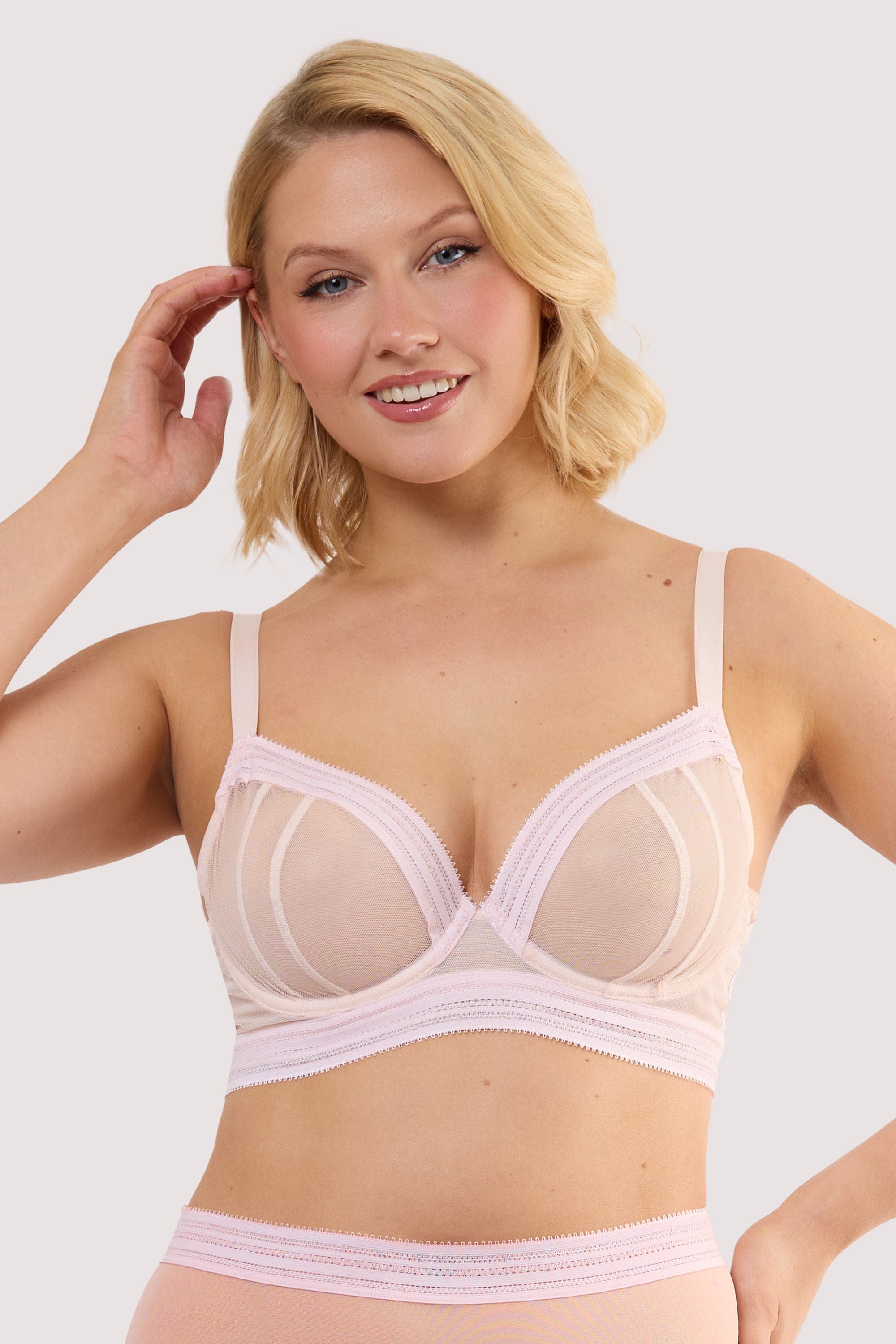 Icon Blush Pink Sheer Plunge Bra thumbnail 2