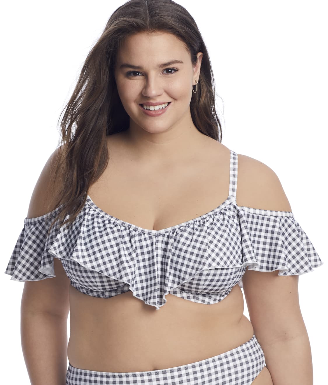 Plus Size Checkmate Ruffle Underwire Bikini Top
