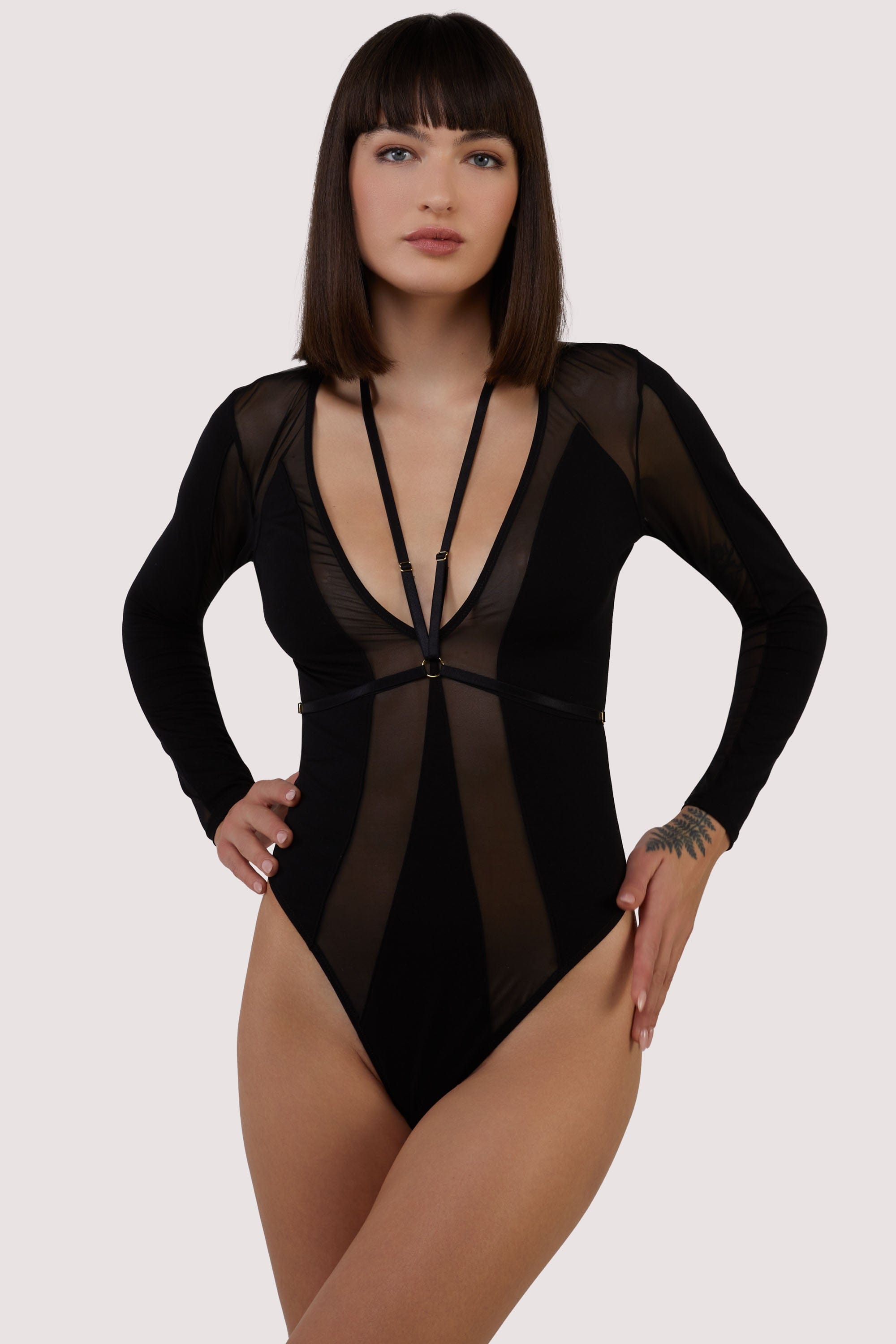 Morgan Black Panelled Mesh and Micro Plunge Body thumbnail 3
