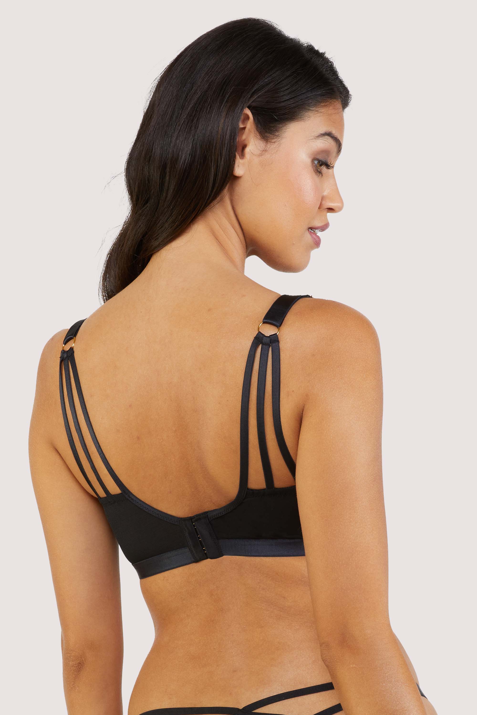 Pippa Black Deco Embroidered Caged Plunge Bra thumbnail 3