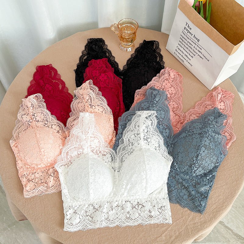 High-quality Lace V-shaped Beautiful Back Women's Bra with Pads thumbnail 2