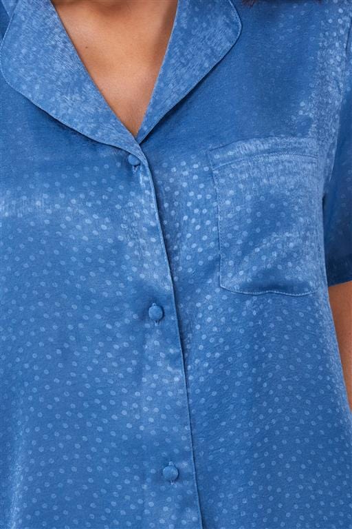 Blue Jacquard Pyjama Set thumbnail 3