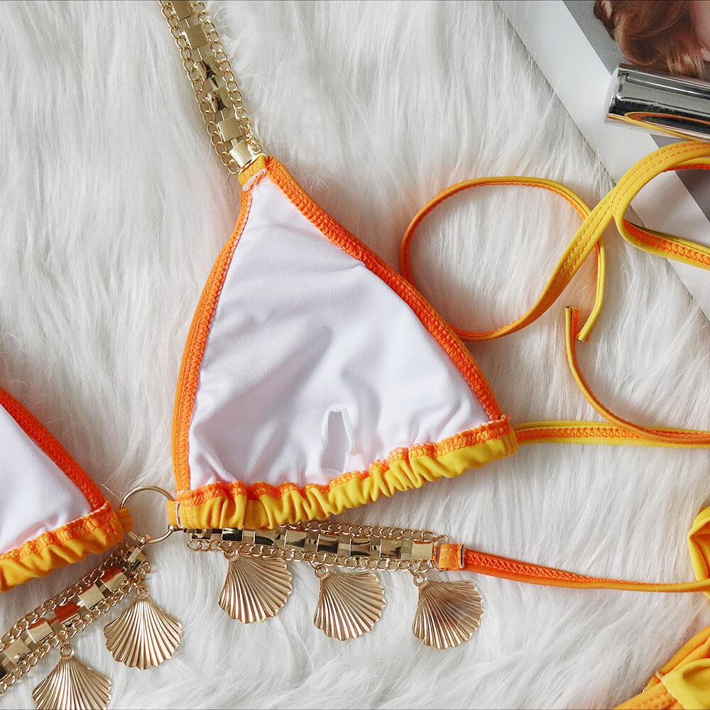Gradient Print Luxury Crystal Diamond Crafted Women's  Bikini Swimsuit thumbnail 3