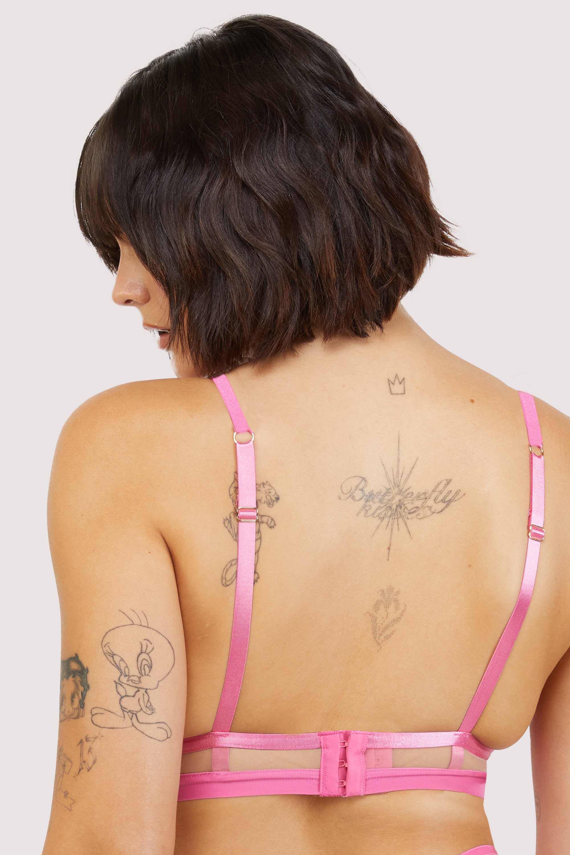 Tasha Pink Illusion Mesh Triangle Bra thumbnail 3
