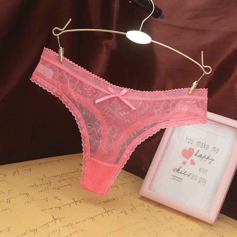 European Style Jacquard Lace Cotton Inseam Seamless Women's Thong Underwear thumbnail 3