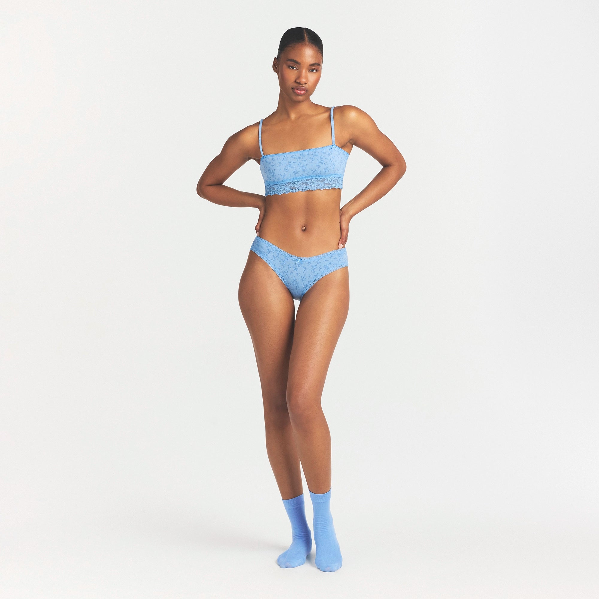 LIGHTWEIGHT COTTON LACE BRIEF | SURF DAINTY FLORAL PRINT thumbnail 2