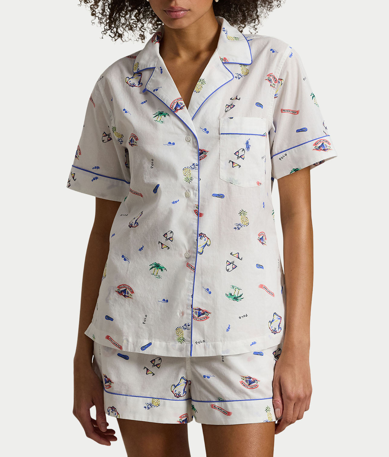 Short Sleeve Woven Pajama Set